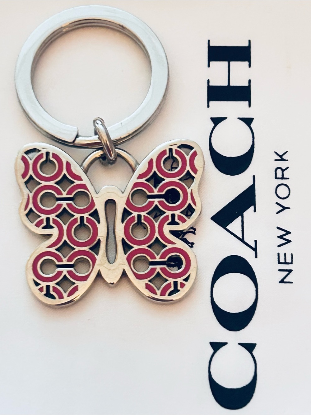 Coach Silver Tone Butterfly Keychain/ Bag Charm